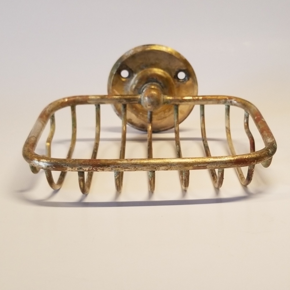 Antique solid brass soap holder sponge holder